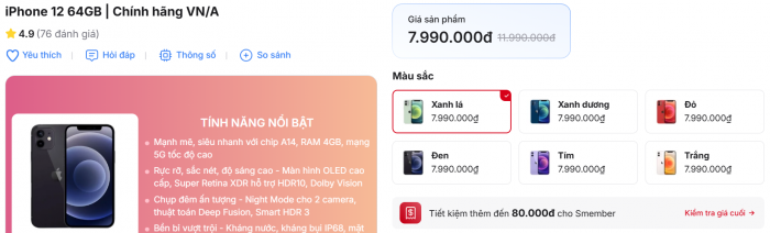 iPhone 12 fullbox xả kho dưới 8 triệu, màn OLED xịn như iPhone 16, là iPhone rẻ nhất Việt Nam 1755151332 325 T7