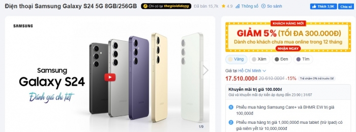 Galaxy S24 5G giá vẫn rẻ giữa tháng 8, AI xịn vượt mặt iPhone 16, giá tiết kiệm ngon bổ rẻ 1755185124 851 T7