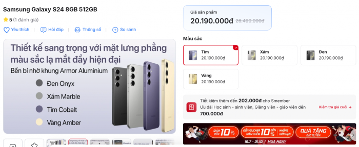 Vua AI Phone nhỏ gọn Galaxy S24 sale sập sàn cuối tháng 8, rẻ hơn iPhone 16 tới 7 triệu 1756597316 101 T8