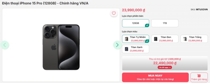 iPhone 15 Pro rẻ chưa từng có, giảm khủng 12 triệu, trang bị lẫn tính năng xịn như iPhone 16 Pro T1
