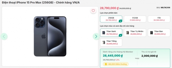 Giá đập hộp iPhone 15 Pro Max giảm gần chục triệu đón iPhone 17, không kém iPhone 16 Pro Max T5