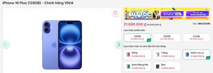 Không có iPhone 17 Plus, iPhone 16 Plus hot trở lại nhờ màn lớn, pin trâu, giá rẻ hấp dẫn hơn iPhone T7