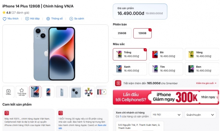 iPhone 14 Plus rẻ như xả kho, màn lớn như iPhone 16 Pro Max nhưng rẻ gần nửa, đủ ngon nhiều năm tới iphone 14 plus t8 3