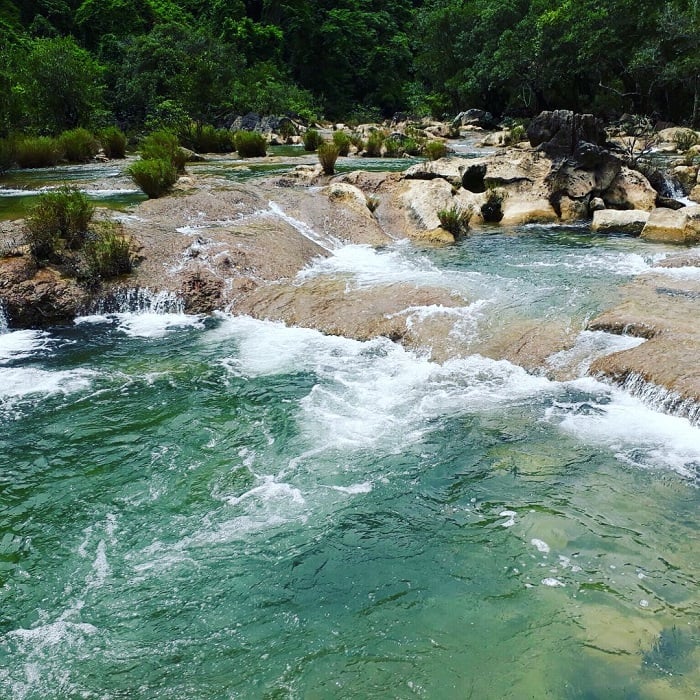 Khe Nước Lạnh trong vắt, mát rượi, như một bức tranh thiên nhiên giữa đại ngàn Trường Sơn.