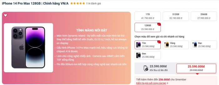 Giá iPhone 16 Pro Max, 15 Pro Max, 14 Pro Max mới nhất giảm mạnh, rẻ kỷ lục - Ảnh 11. Giá iPhone 16 Pro Max, 15 Pro Max, 14 Pro Max mới nhất giảm mạnh, rẻ kỷ lục - Ảnh 11.