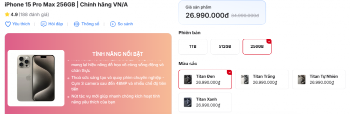 Giá iPhone 16 Pro Max, 15 Pro Max, 14 Pro Max mới nhất giảm mạnh, rẻ kỷ lục - Ảnh 6. Giá iPhone 16 Pro Max, 15 Pro Max, 14 Pro Max mới nhất giảm mạnh, rẻ kỷ lục - Ảnh 6.