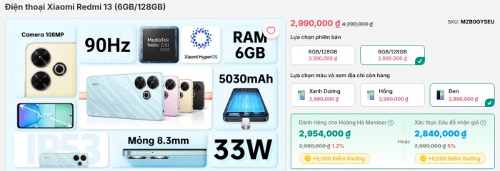 Redmi 13 giá dưới 3 triệu, ngoại hình đẹp như iPhone 16 Pro Max, thống trị phân khúc giá rẻ T6