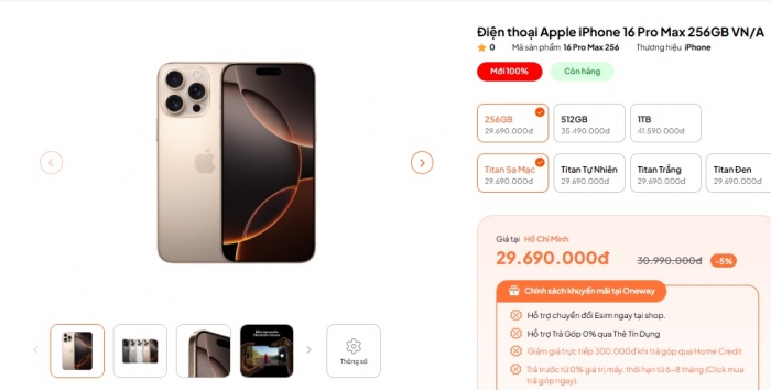 Giá iPhone 16 Pro Max tiếp tục rẻ kỷ lục đầu tháng 10, rẻ hơn iPhone 17 Pro Max gần 10 triệu iphone 16 pro max t10 3