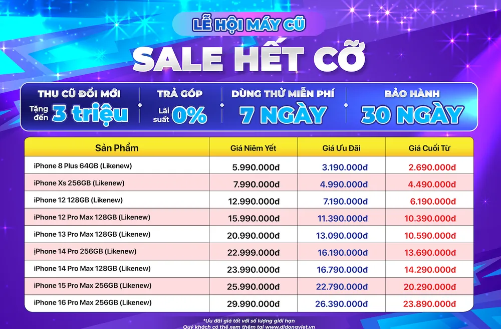 Thời điểm vàng để nâng cấp iPhone với chi phí tối ưu LÊ HỘI MÁY CŨ SALE HẾT CỠ - BẢNG GIÁ_2048x1267.png