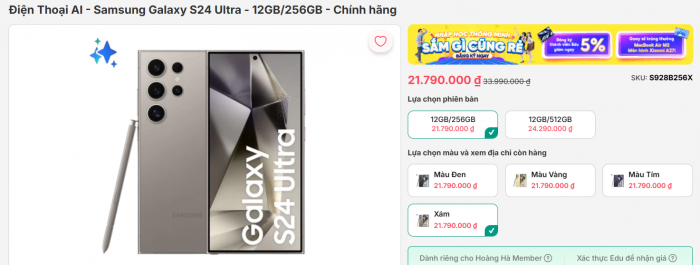 Đây là chiếc Galaxy S Ultra giá rẻ nhất Việt Nam hiện nay, giảm khủng 17 triệu đe nẹt iPhone 16 Pro T10