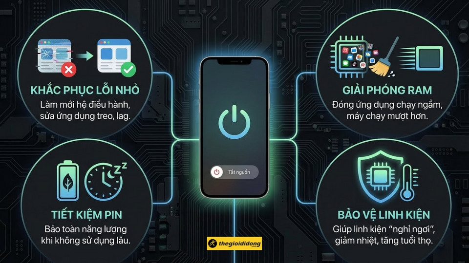 Detailed instructions from older models to iPhone 16 and 17. Lợi ích của việc tắt nguồn iPhone